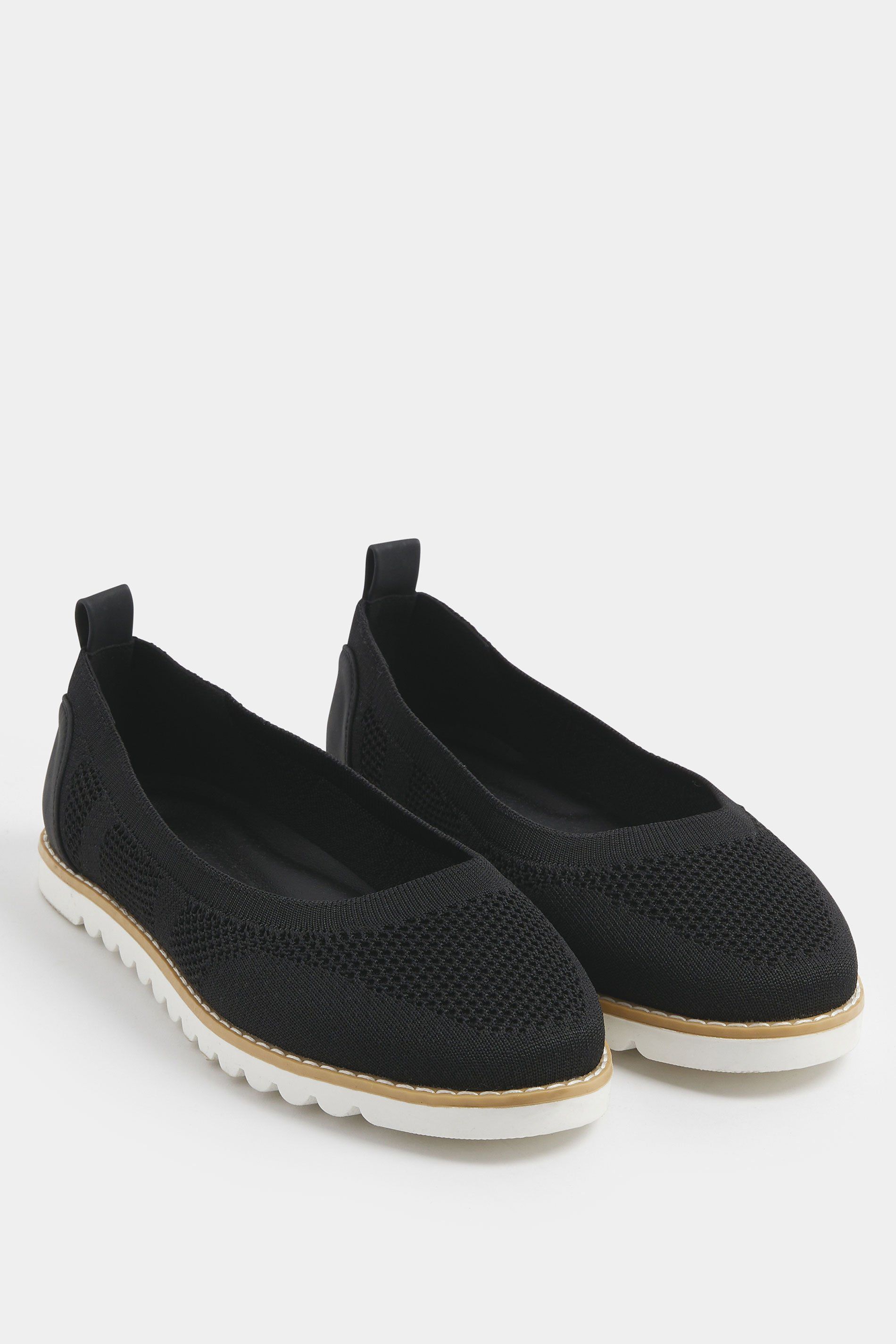Yours Knitted Slip On Ballet Flats In Extra Wide EEE Fit