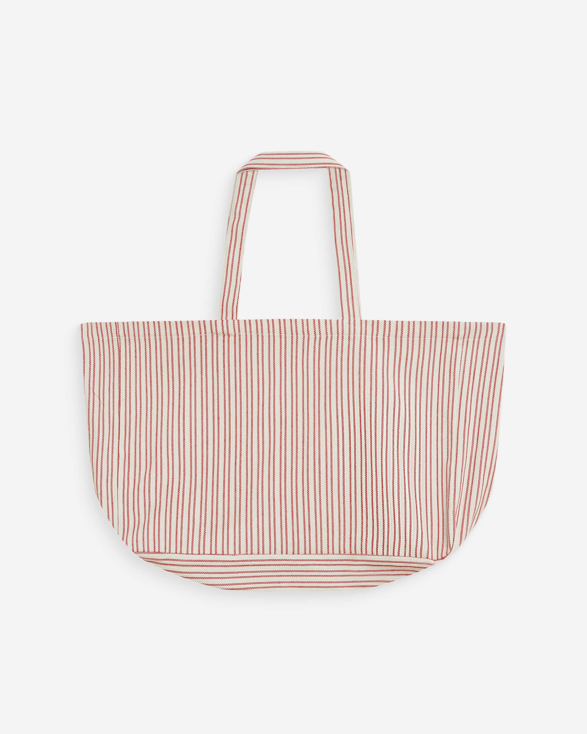 Tote bag large en coton rayé rouge Wanda
