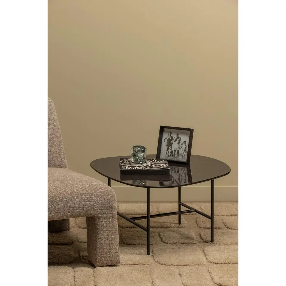 WOOOD Vajen Salontafel - Marmeren Look - Zwart - 38x70x70