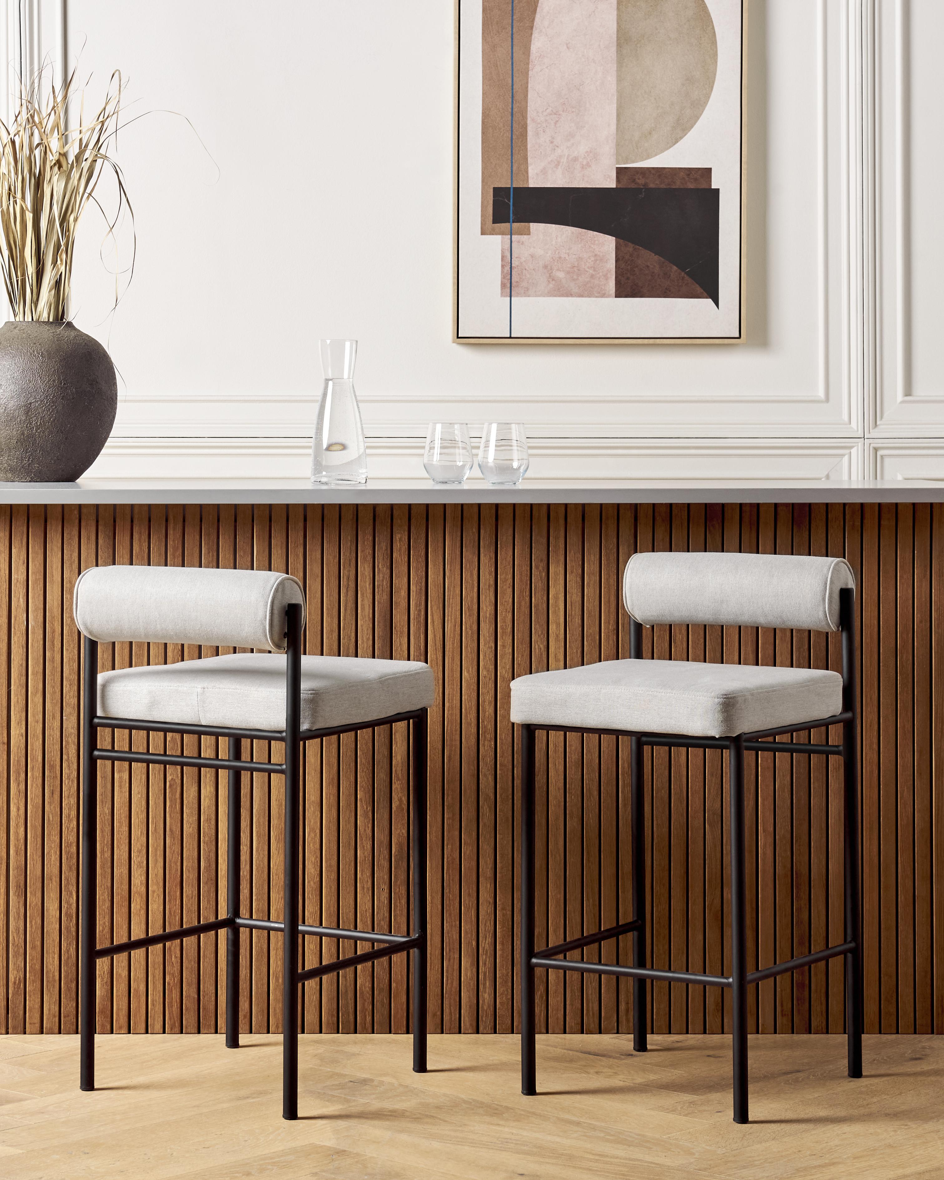 Set of 2 Bar Chairs AMAYA Light Grey