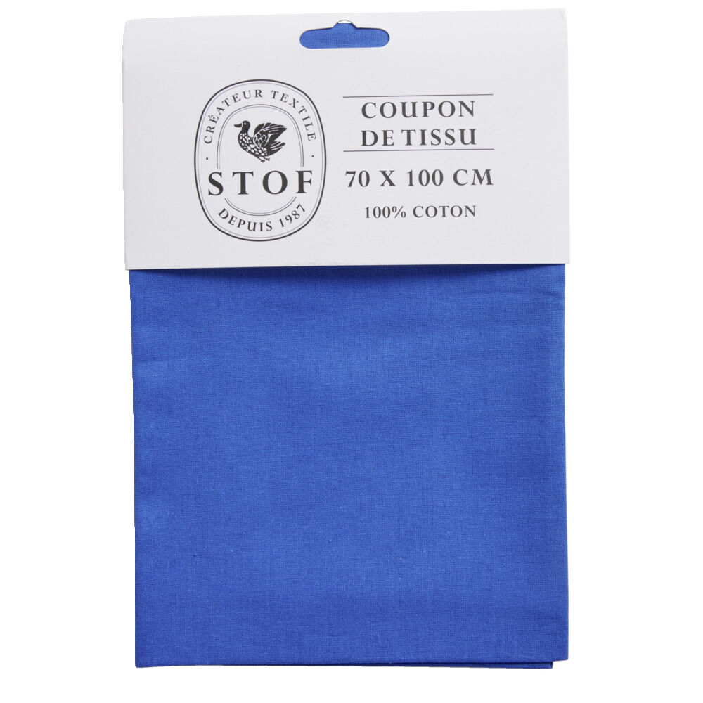 Coupon tissu coton 70x100cm bleu