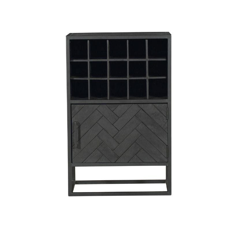 Minibar salon en bois noir pour 15 bouteilles ALVERA