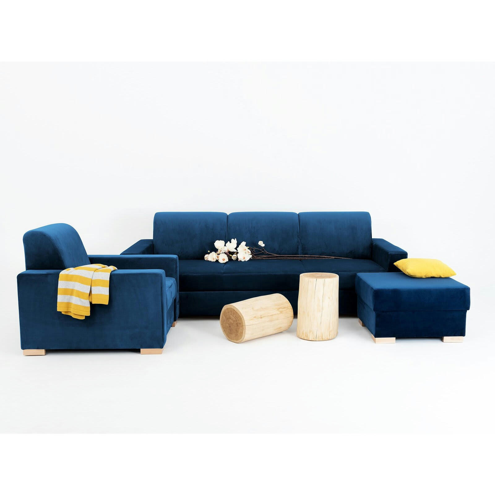 STABLE - Pouf Tissu Bleu H. assise 40 cm rembourré