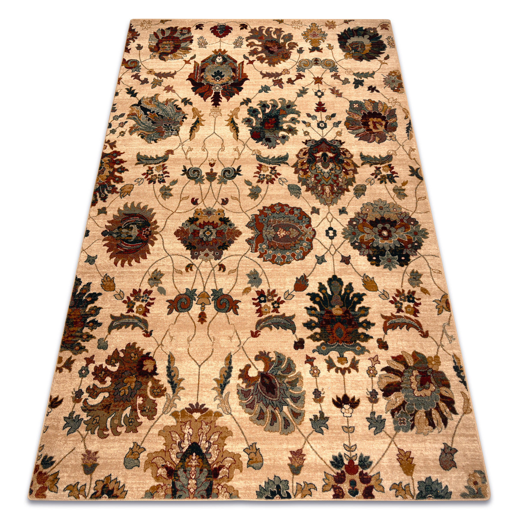 Dywan wełniany OMEGA LATICA Kwiaty krem 170x235 cm
