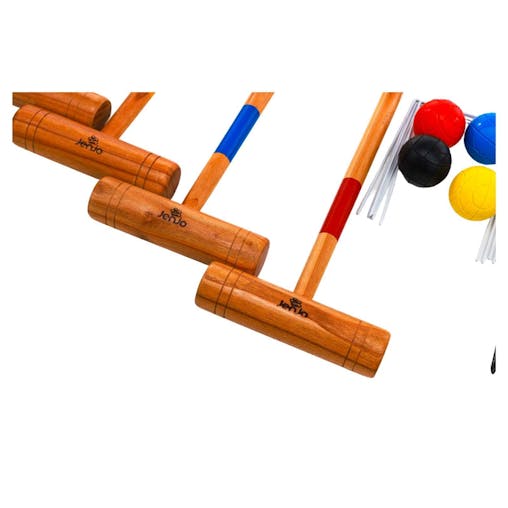 Premium Wooden Family Croquet Ball Mallet Game 4 Player Set