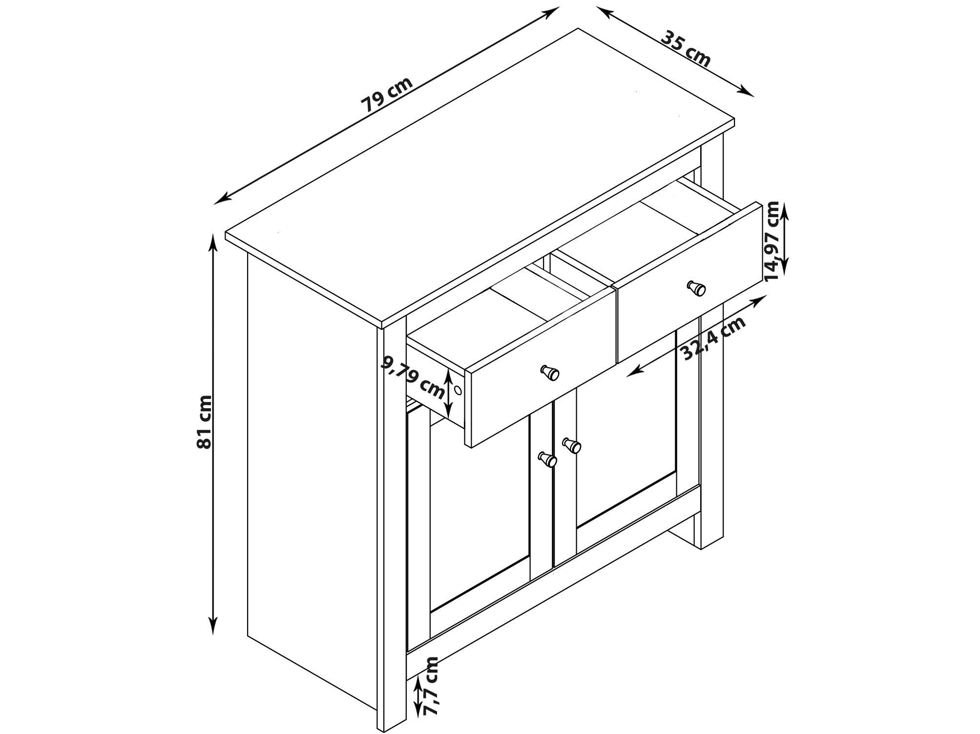 EMERALD - Buffet avec 2 portes et 2 tiroirs en MDF chêne et gris