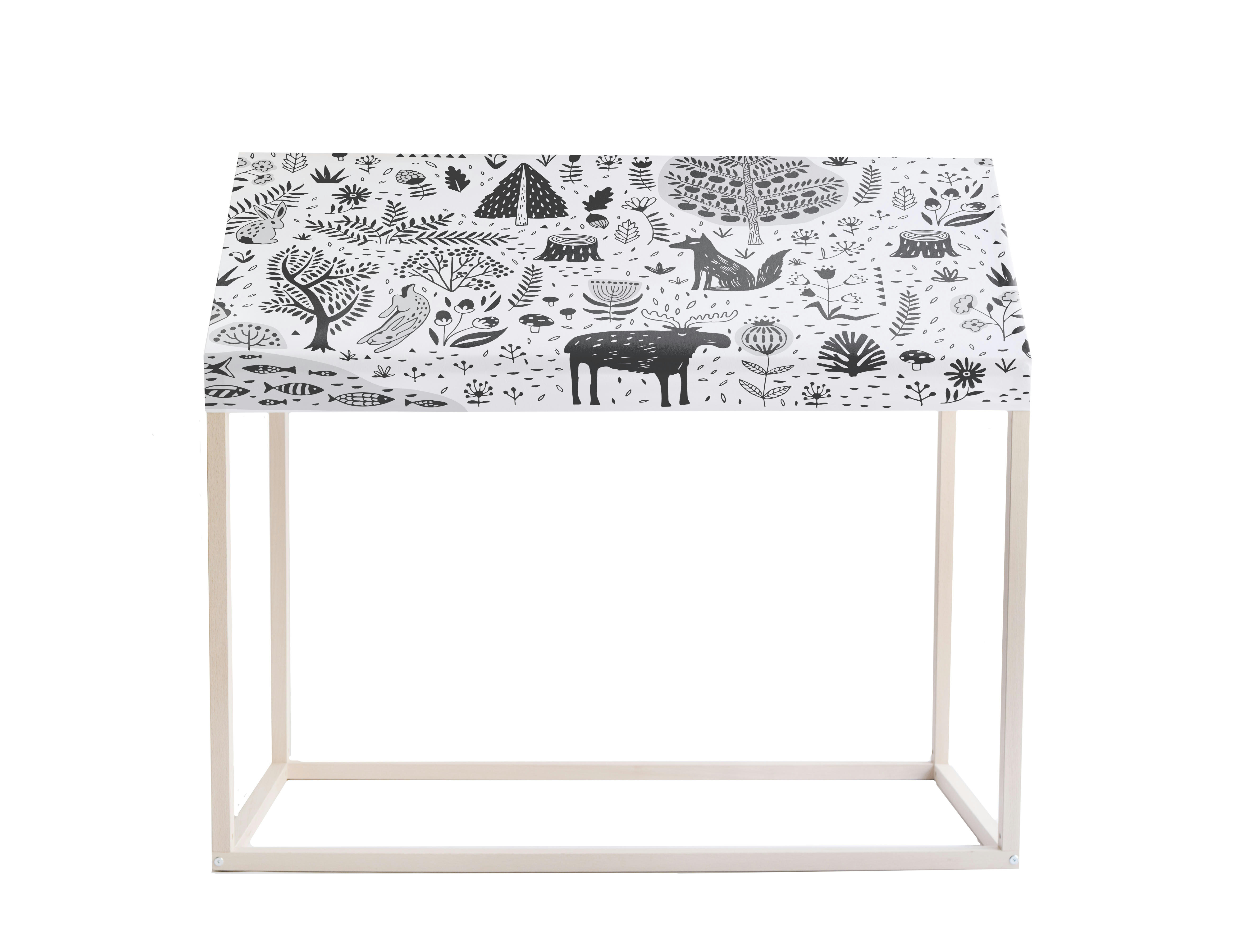 WOOD - Tipi pour enfants en bois de pin avec tissu dessins forêt