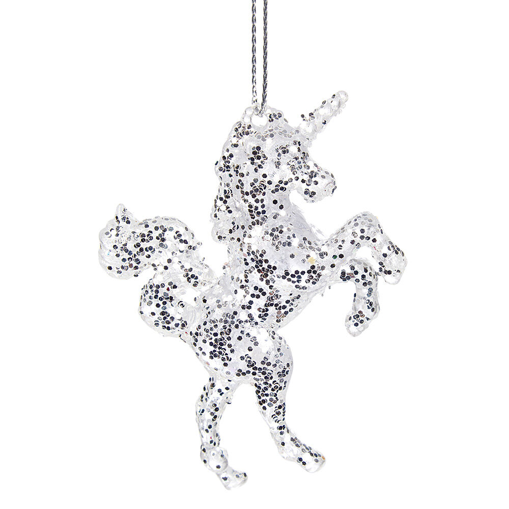 Suspension Licorne de No&euml;l acrylique pailleté