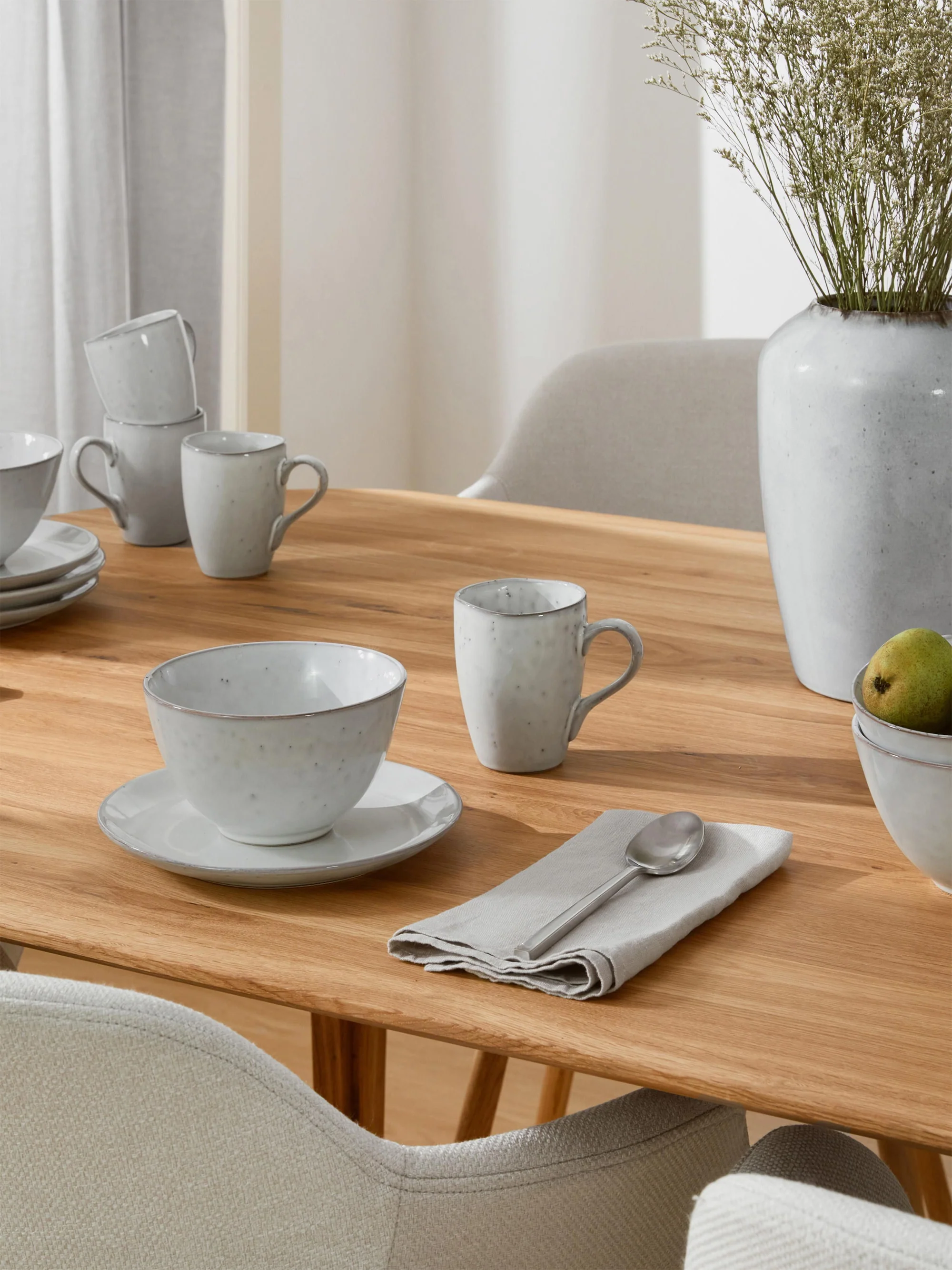 Handgemachtes Frühstücks-Set Nordic Sand, 4 Personen, 12er-Set