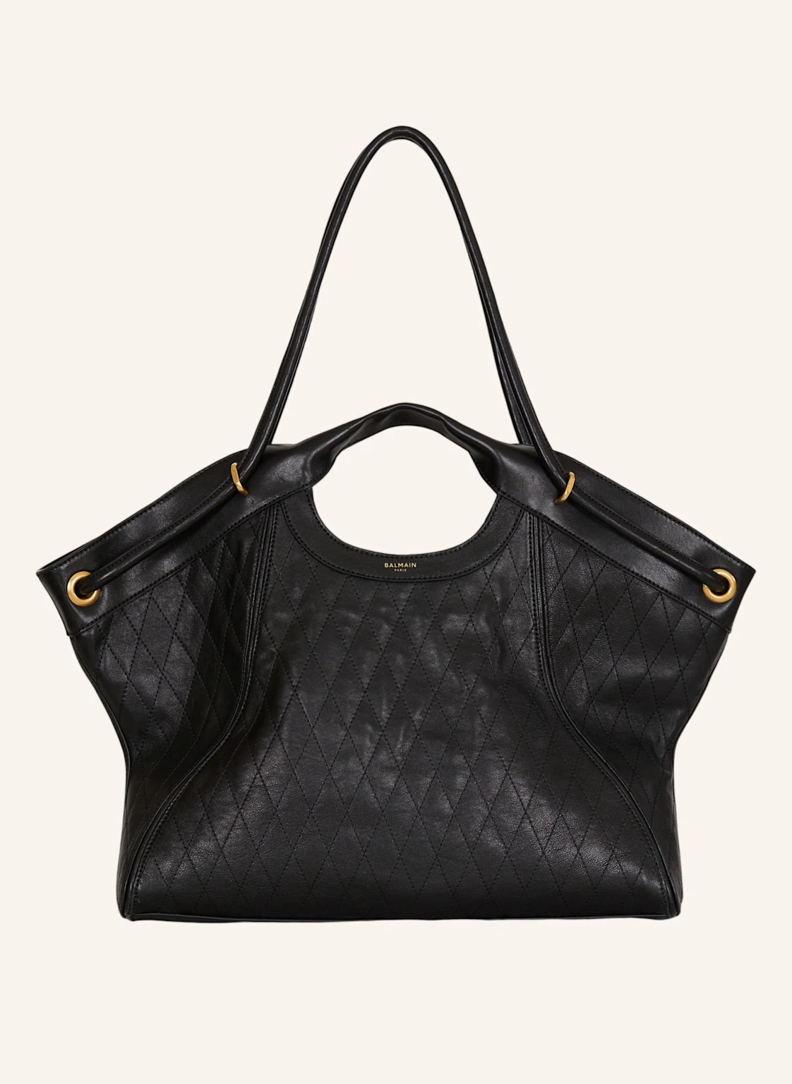 BALMAIN Großer Shopper aus gestepptem Leder