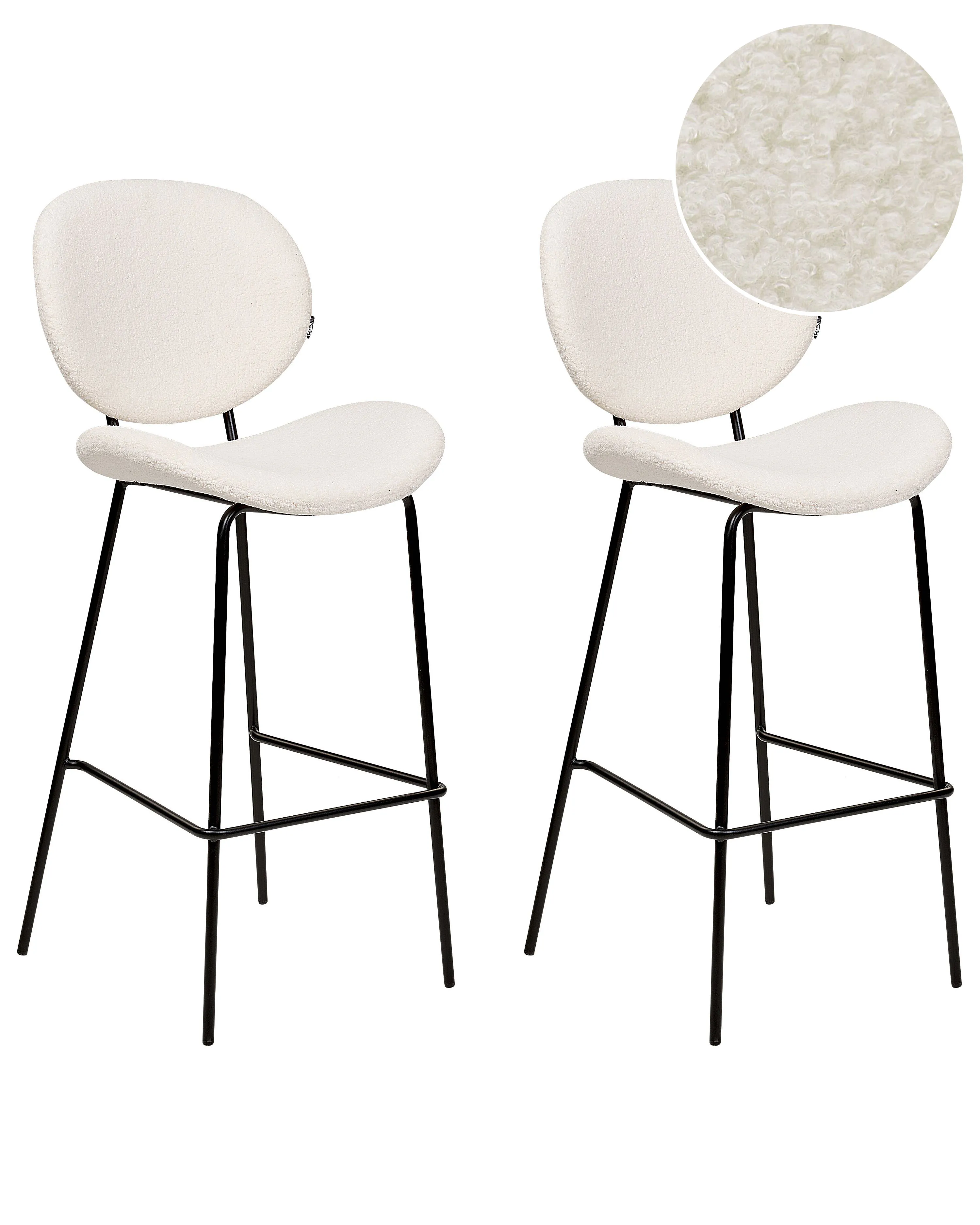 Set of 2 Dining Chairs LUANA Boucle White