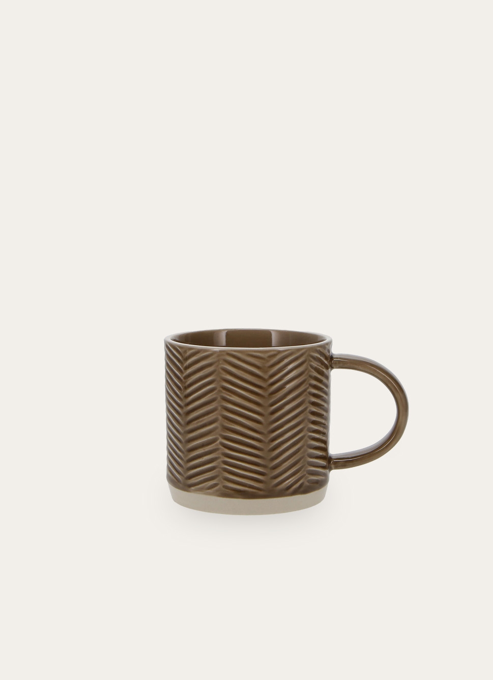 MUG EN GRÈS MOTIF CHEVRON RUSTIQUE MARRON