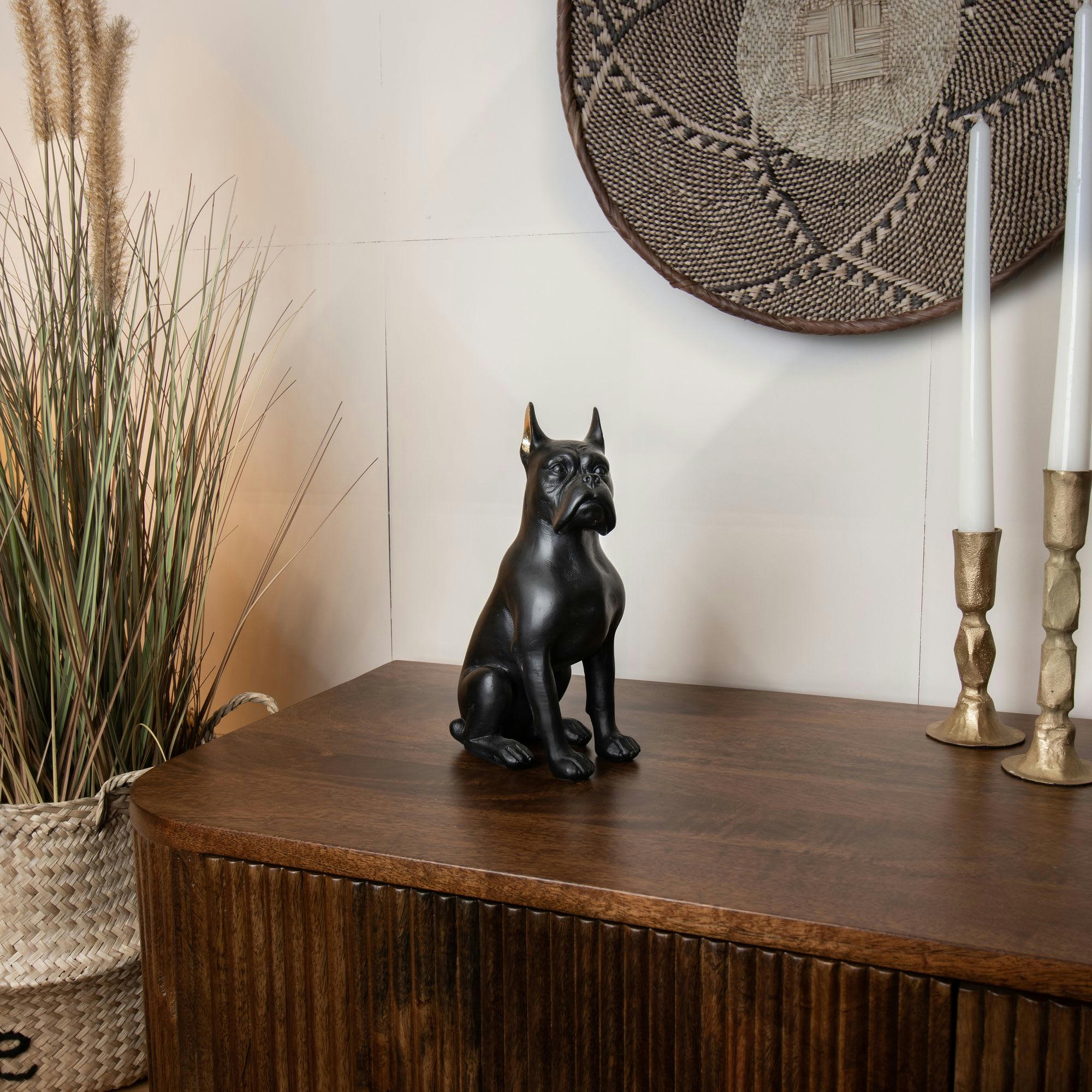 HECTOR - Chien noir en résine