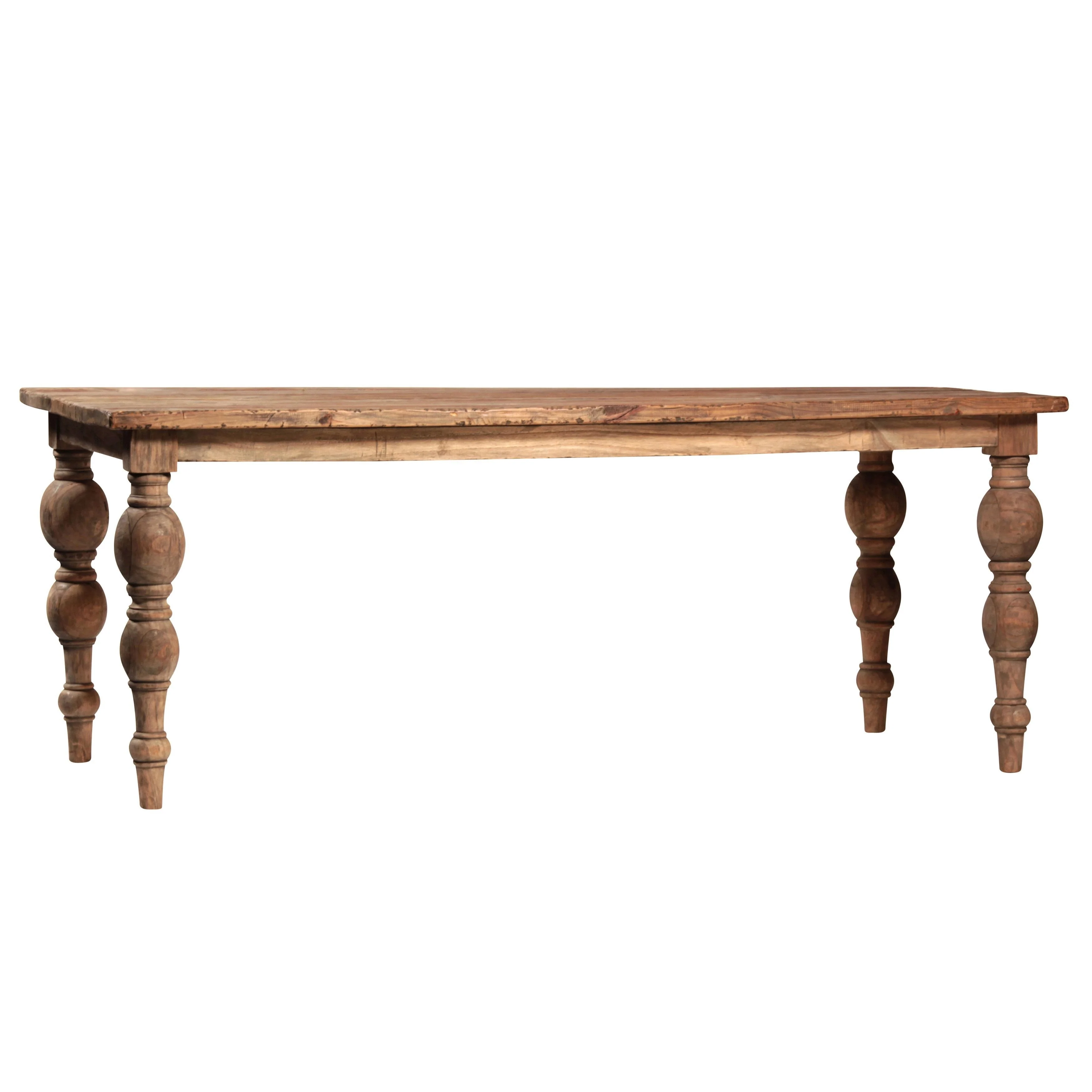 Owen Rectangular Reclaimed Mindi Wood Carved 4-Leg Dining Table