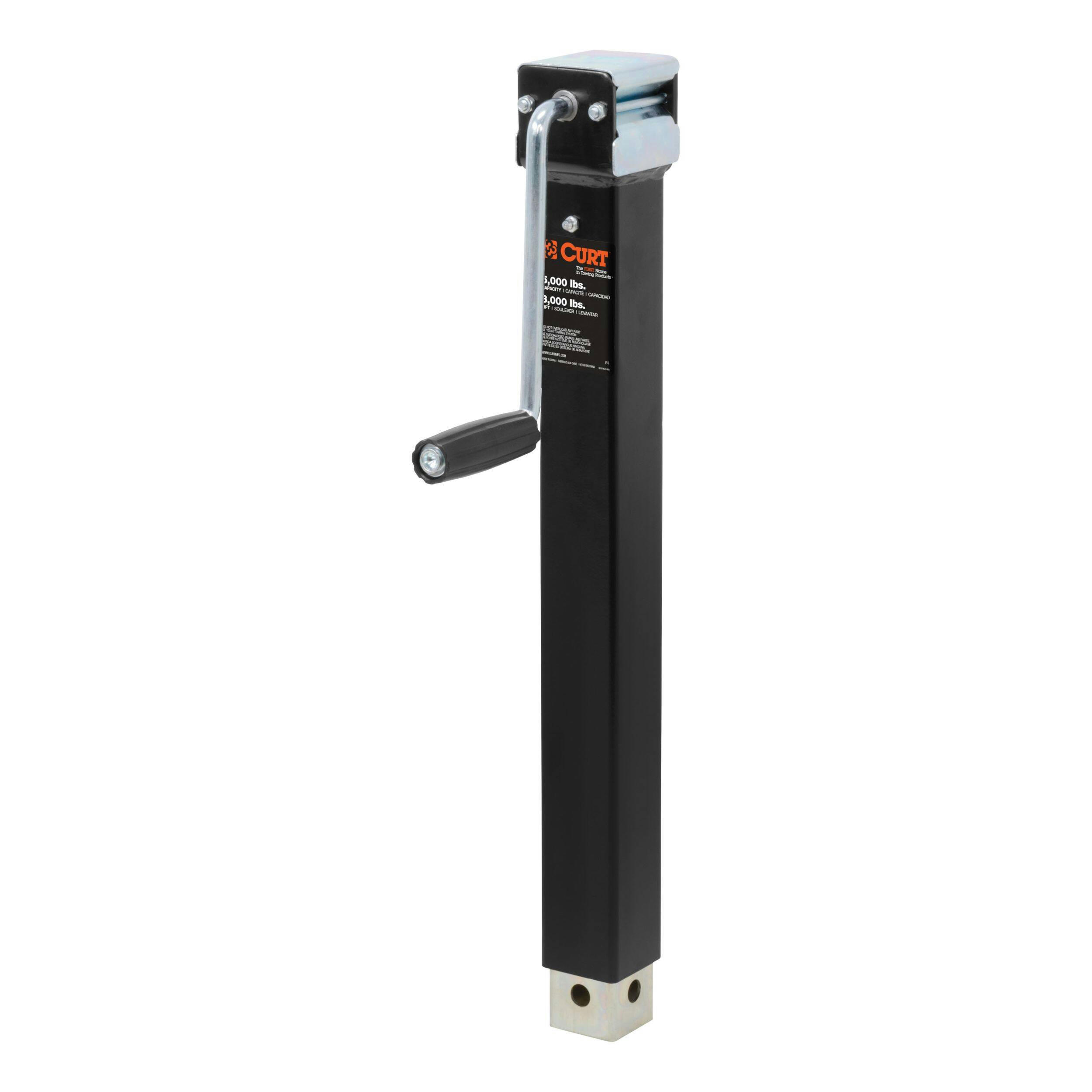 CURT 28359 Direct-Weld Square Jack with Side Handle (5,000-lb, 15-1/4-in Travel)