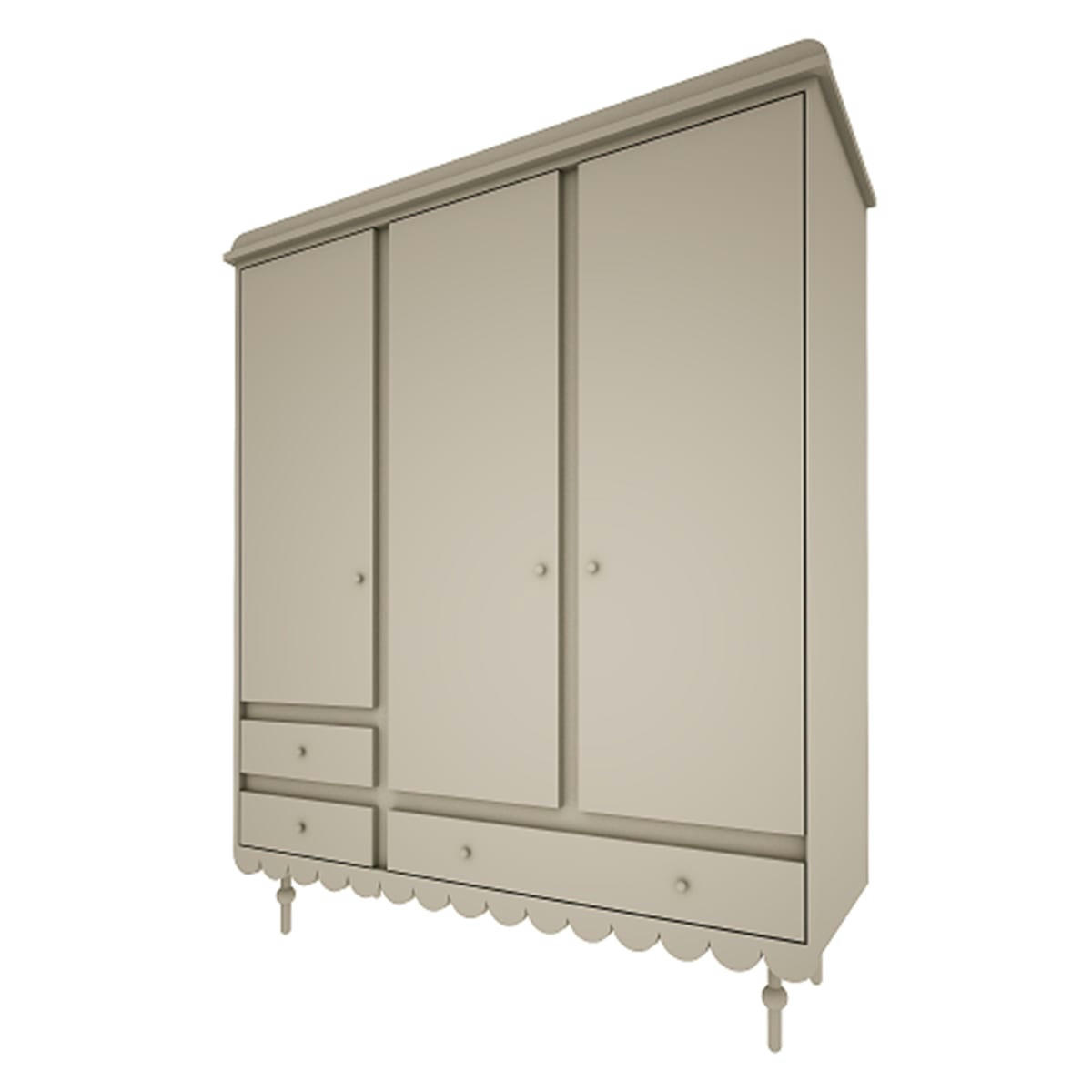 BABUSHKA - Armoire 3 portes 3 tiroirs olive