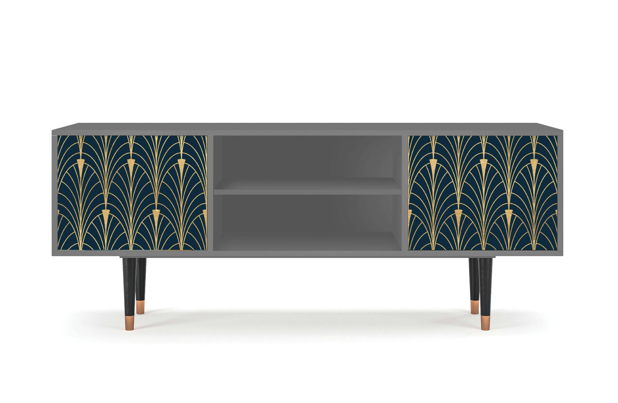 FLOWER OF THE NILE - Meuble TV  bleu et jaune 2 portes L 170 cm