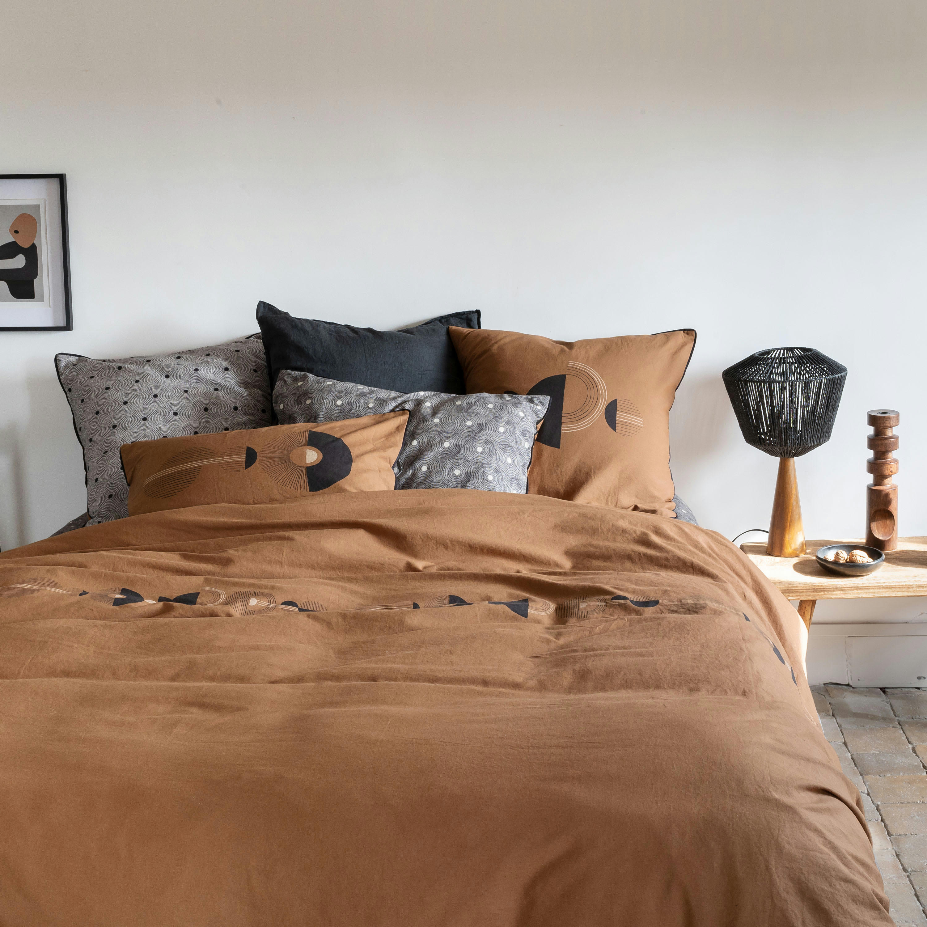 ECLIPSE - Housse de couette imprimé marron 260 x 240 cm