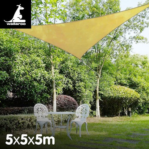 NNEDPE Wallaroo Triangle Shade Sail 5m x 5m x 5m - Sand