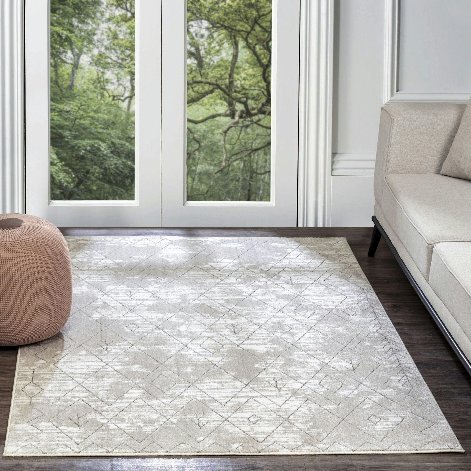 FABIA - Tapis Berbère Ethnique Blanc/Gris 200x275
