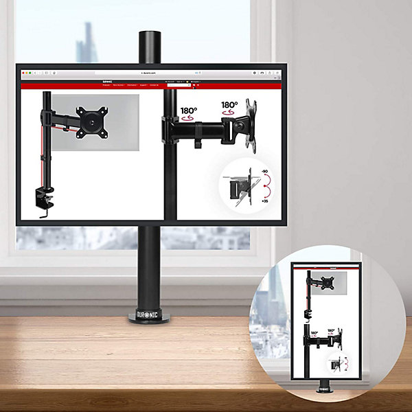 DM151X1 Support écran PC à pince pour bureau Bras de moniteur Rotatif Inclinable Pivotant Compatible VESA 75 100 Duronic