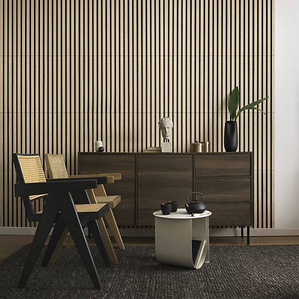 Panneau tasseaux bois 60 x 60 x 1,9 cm - décor chêne clair fond noir - 0,36m²