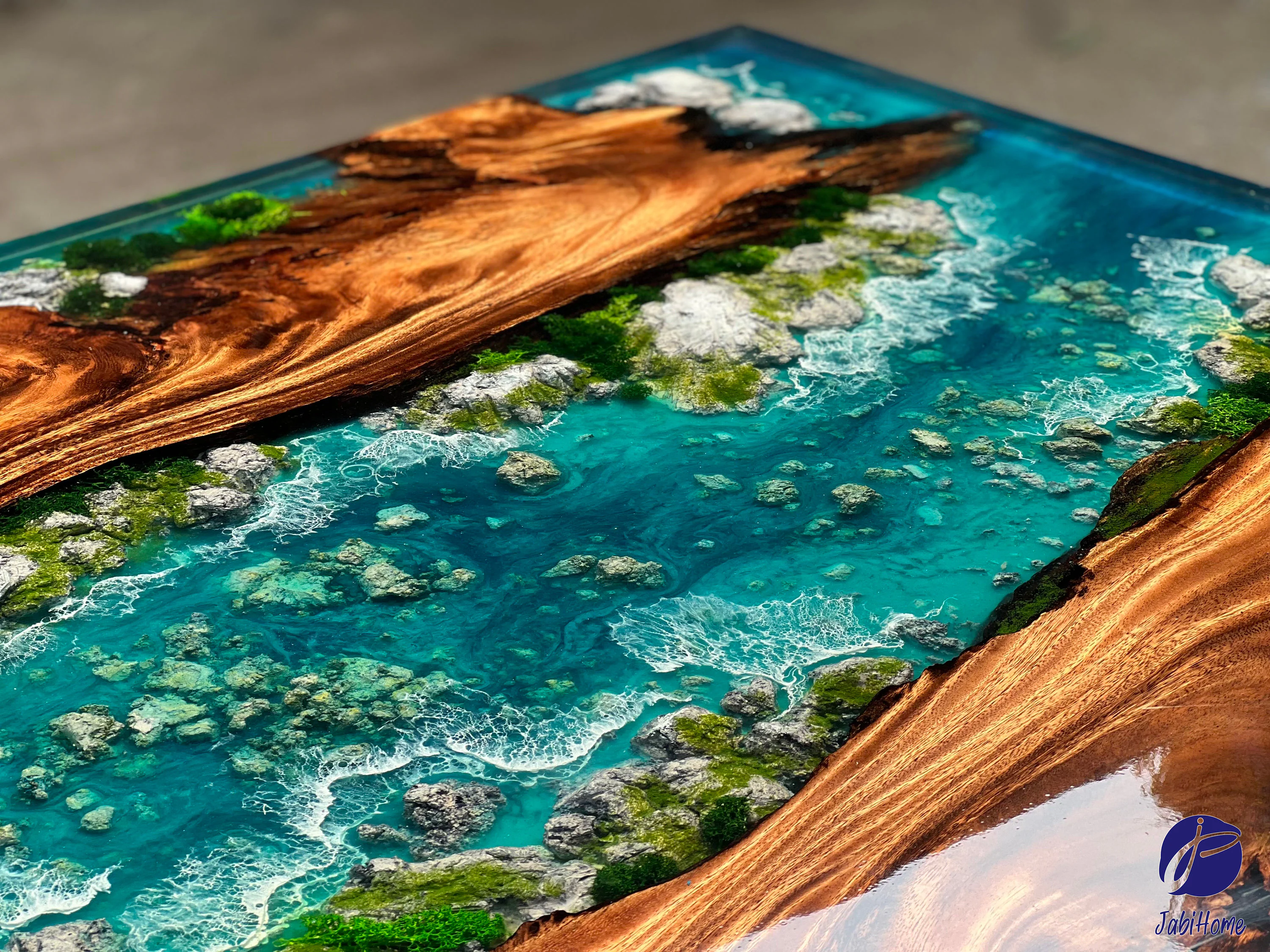 Personalized Breathtaking Scenery Epoxy Resin Table, Customized Live Edge Resin Epoxy Table Top, Dining Room Table, Living Room Epoxy Table