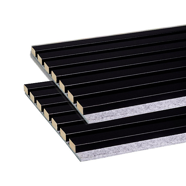 Lot de 2 panneaux tasDecowall Acoustic coul noir sur feutrine grise 2600x300x17mm