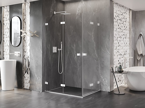 Mexen Lunar-F Duo cabine de douche pliante 80 x 75 cm, transparent, blanc - 836-080L-075P-20-00