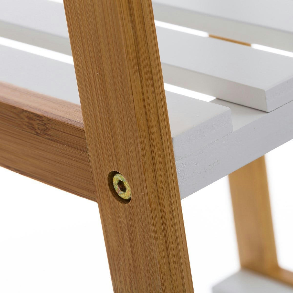 - Étagère salle de bain bambou blanc 5 étages - 34x33x140cm