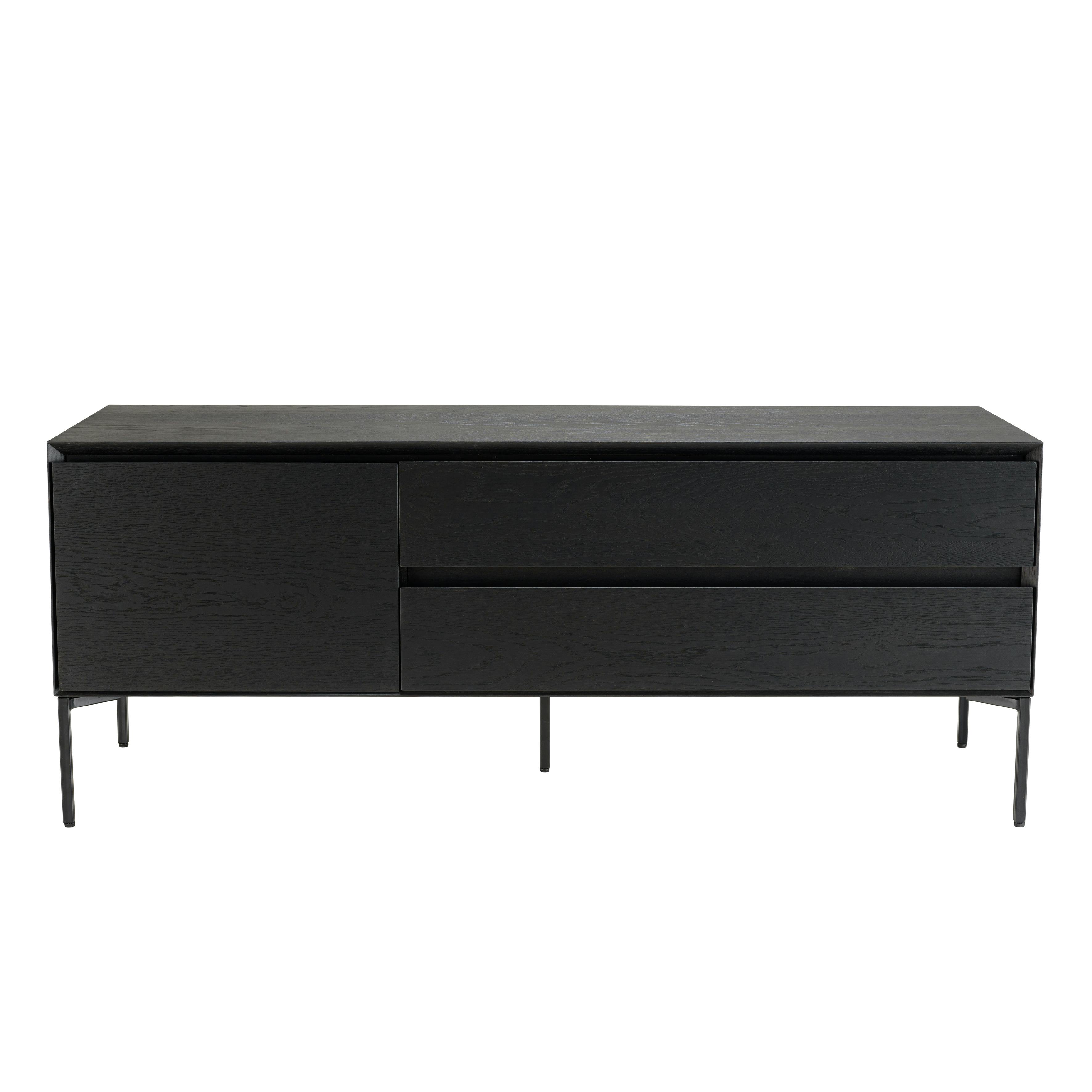 Meuble TV contemporain bois couleur noire 1 porte 2 tiroirs MAYENCE