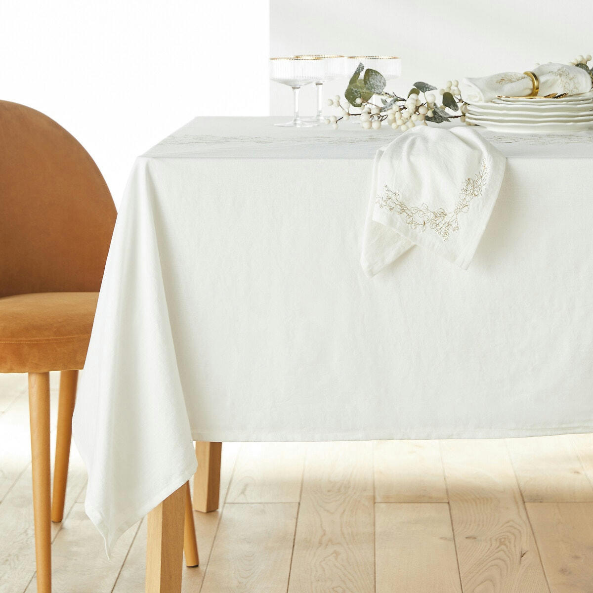 Nappe brodée coton/lin, Evanna