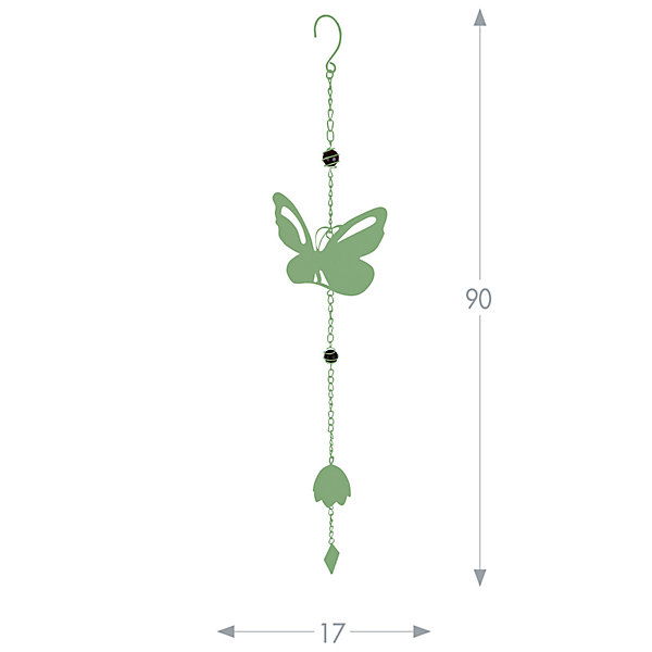 Louis Moulin Carillon en forme papillon avec perles - vert pâle