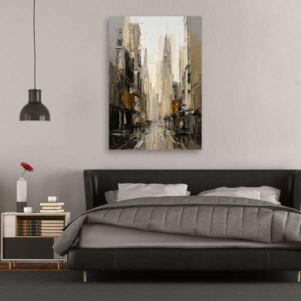 Feeby Obraz do salonu sypialni, Miasto Ulica Obraz Minimalizm Beżowy 40x60