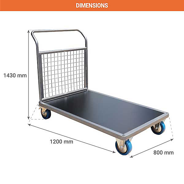 Chariot modulable grillagé - Plateau 1200x800mm - Charge max 500kg - CHG1T3