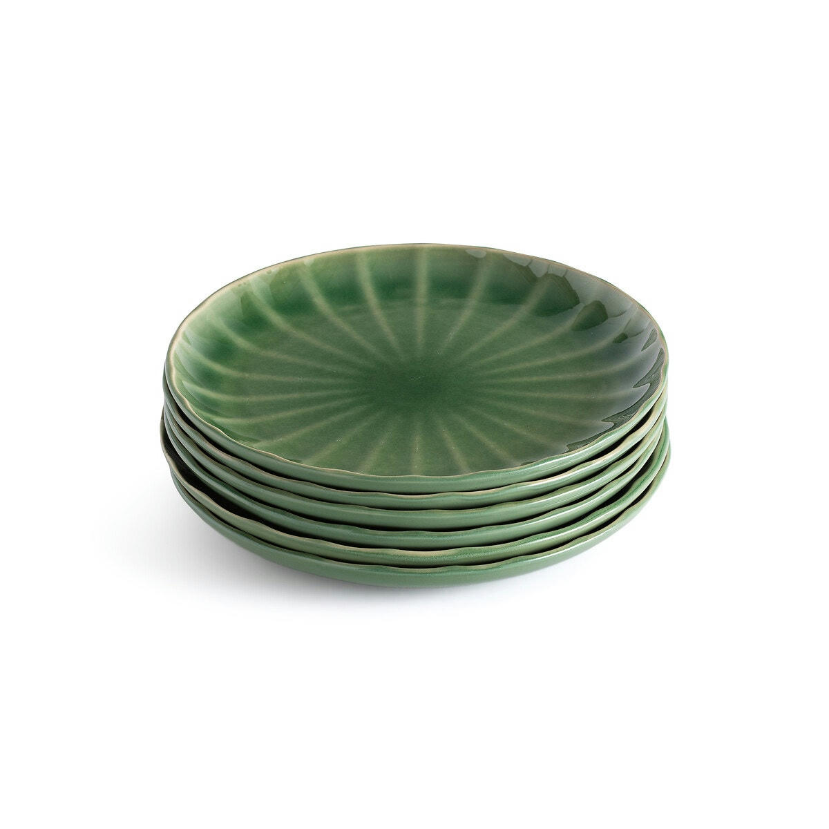 Lot de 6 assiettes plates grès réactif, Yona