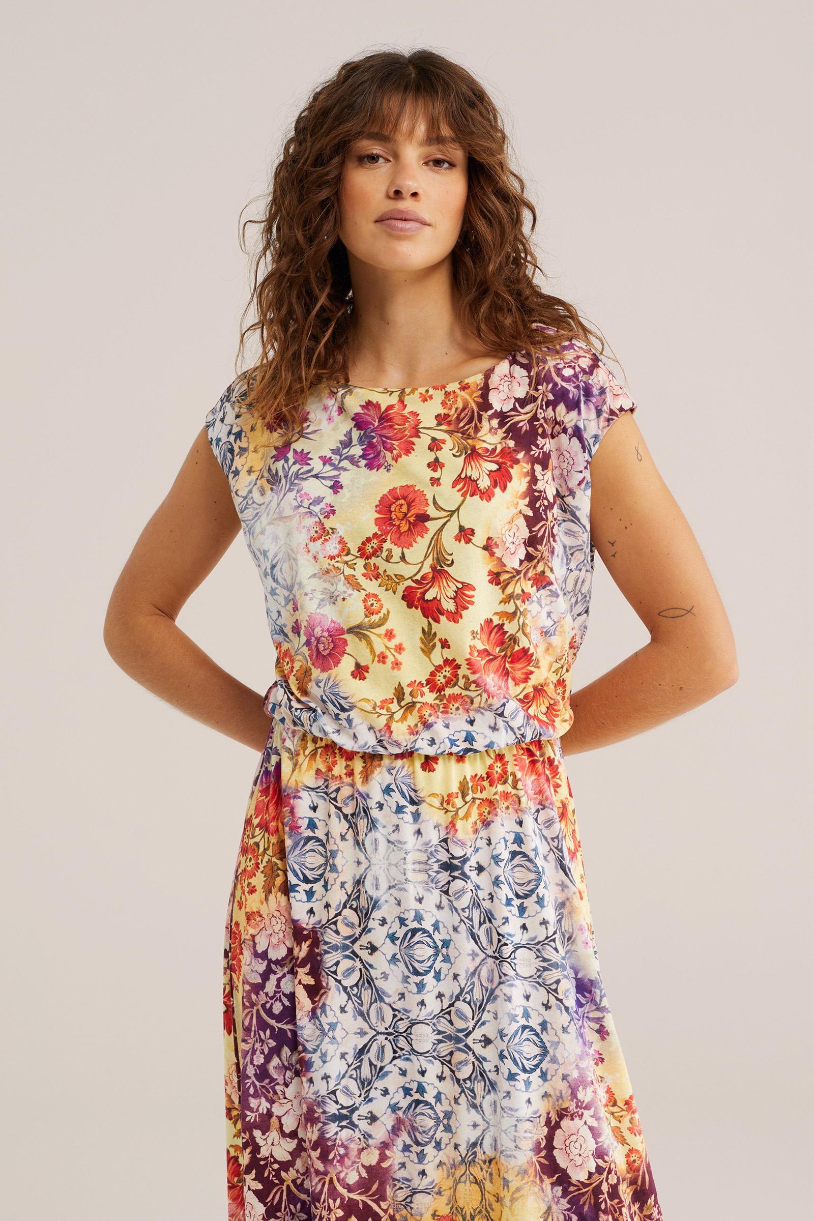 Dames midi jurk met print