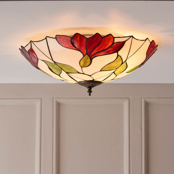 Plafon BOTANICA kwiaty brązowy 2xE27x20W wym:16x45x45cm IP20 Tiffany