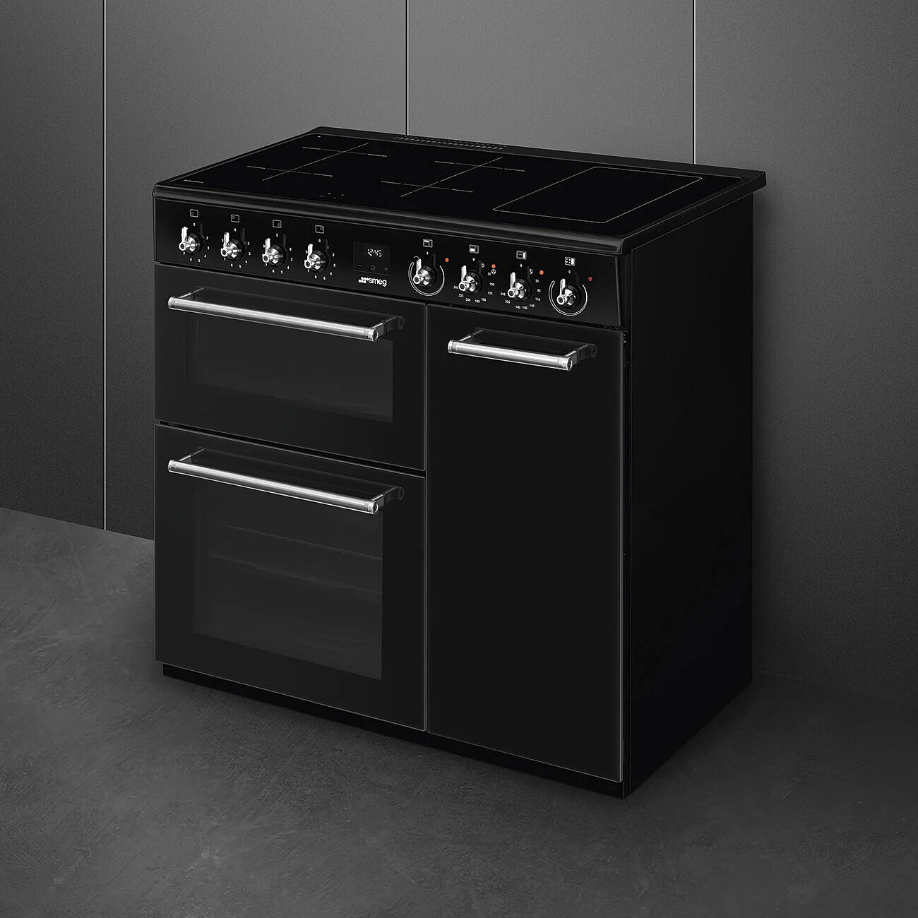 90cm Concert Electric Range Cooker with Induction Hob Top Black
