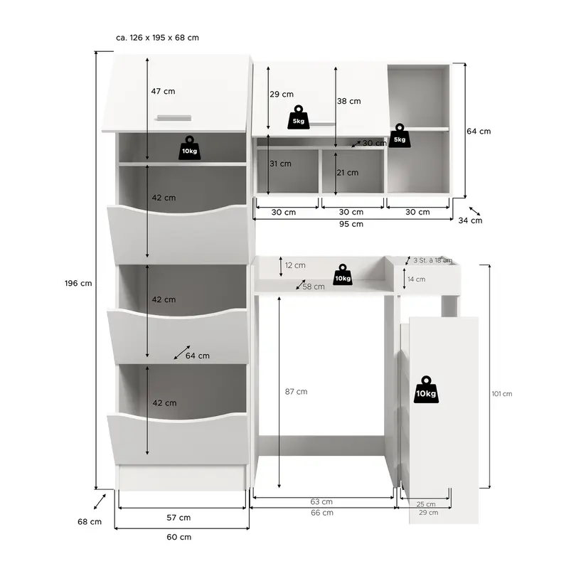 Waschmaschinenschrank 4-teilig Free
