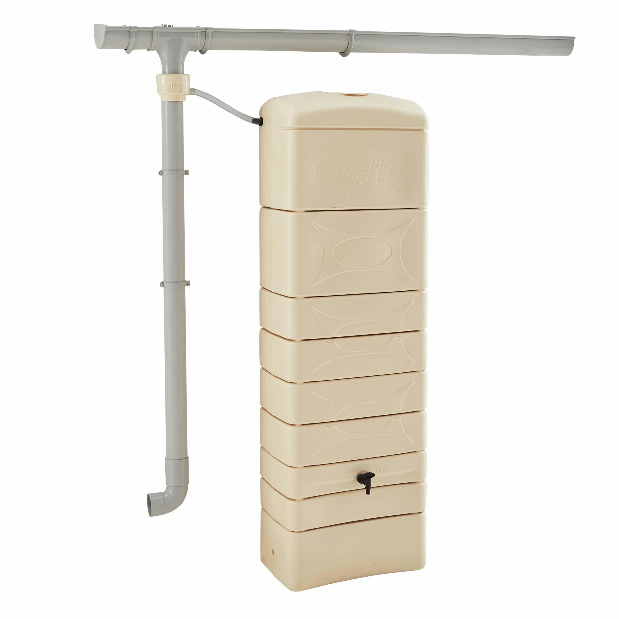 CHASTANG - Récupérateur d'eau mural chastang 300l beige avec kit raccord chéneau