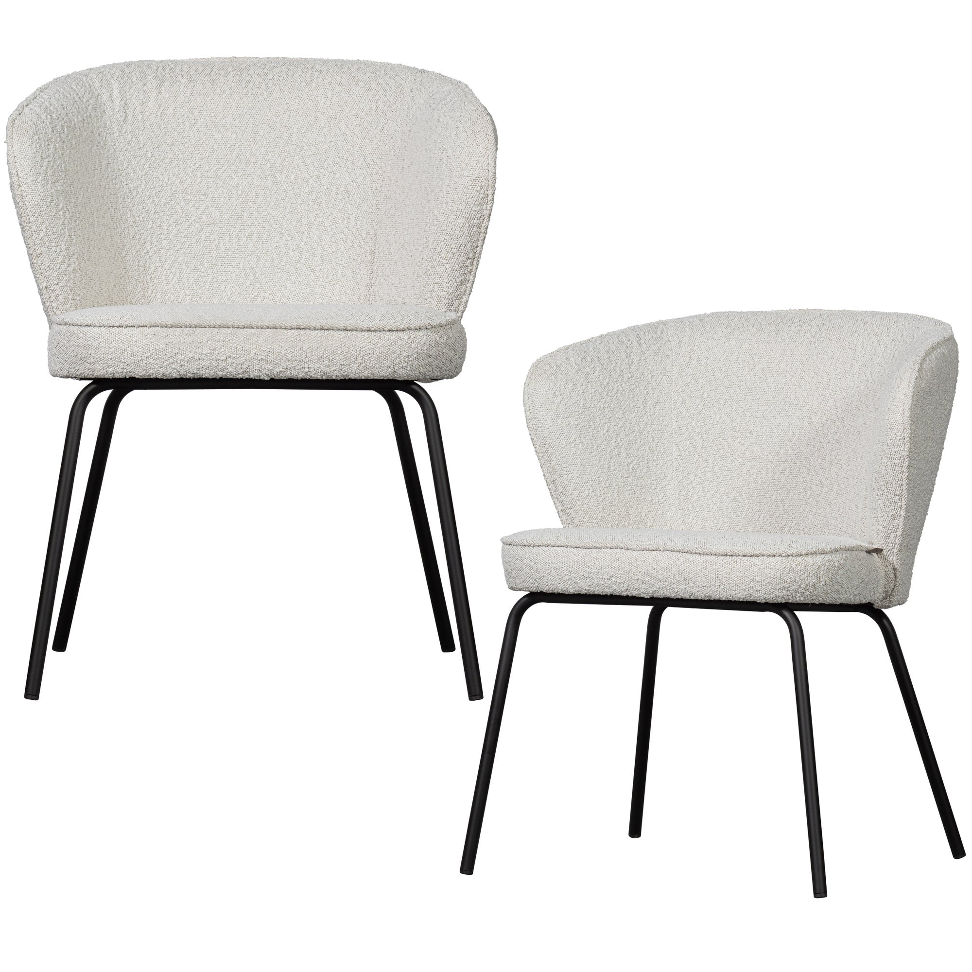 WOOOD eetkamerstoelen Admit - Bouclé - Naturel - Set van 2