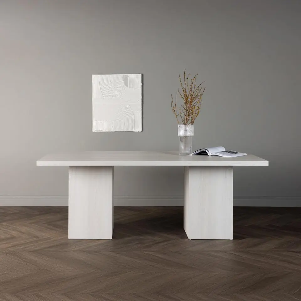 Eettafel Whitewash Hout - 200x90x75cm - Olga