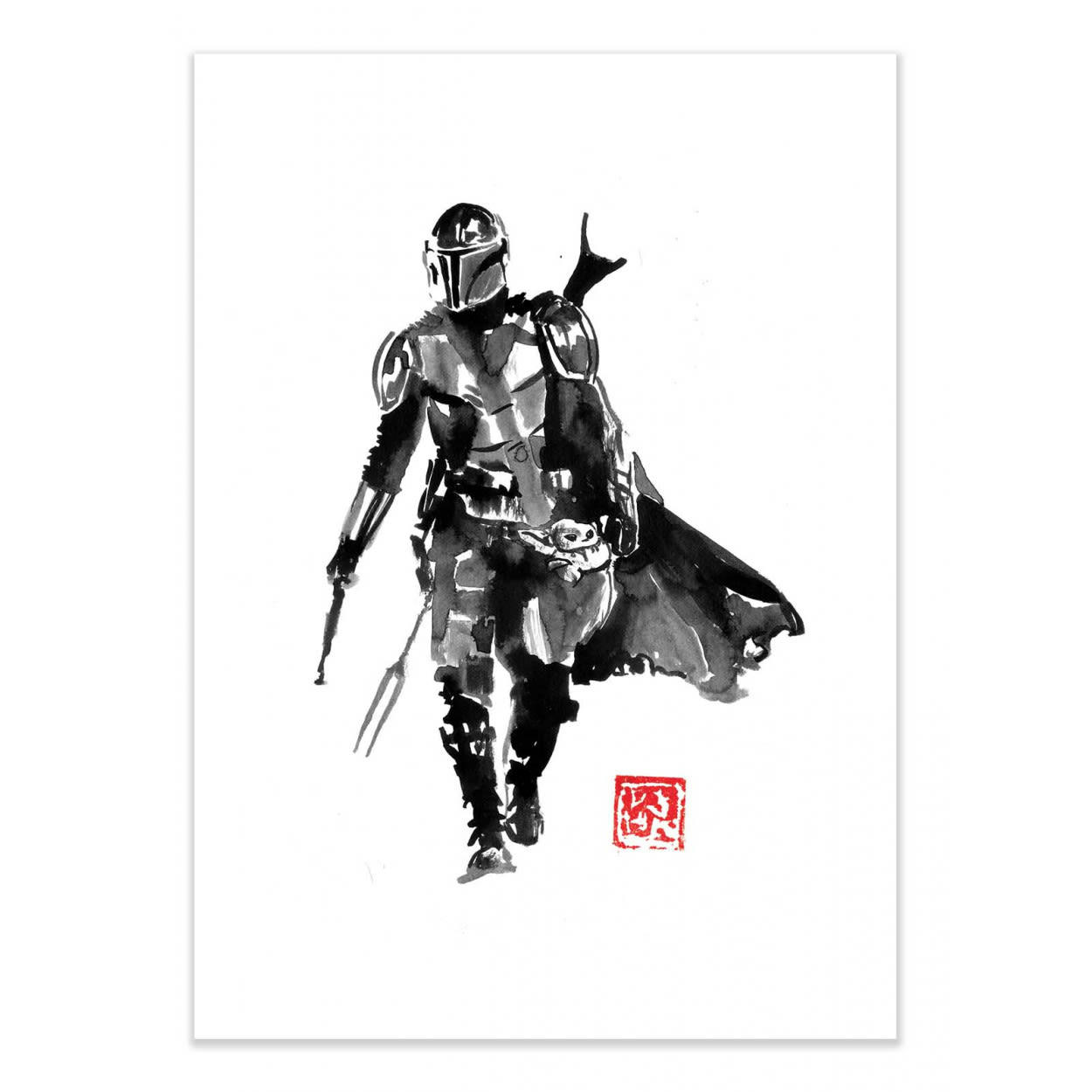 PECHANE SUMIE - MANDALORIAN AND BABY YODA - Affiche d'art 50 x 70 cm