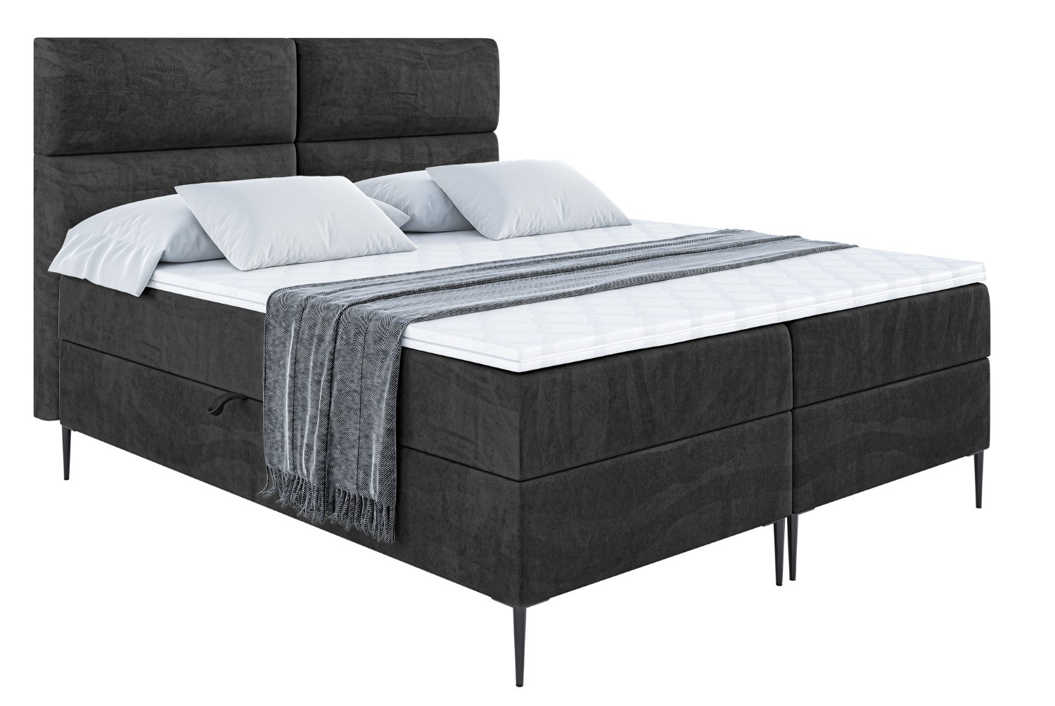 Łóżko kontynentalne z pojemnikiem, materacem i nóżkami BOXI3-FC 120x200 cm