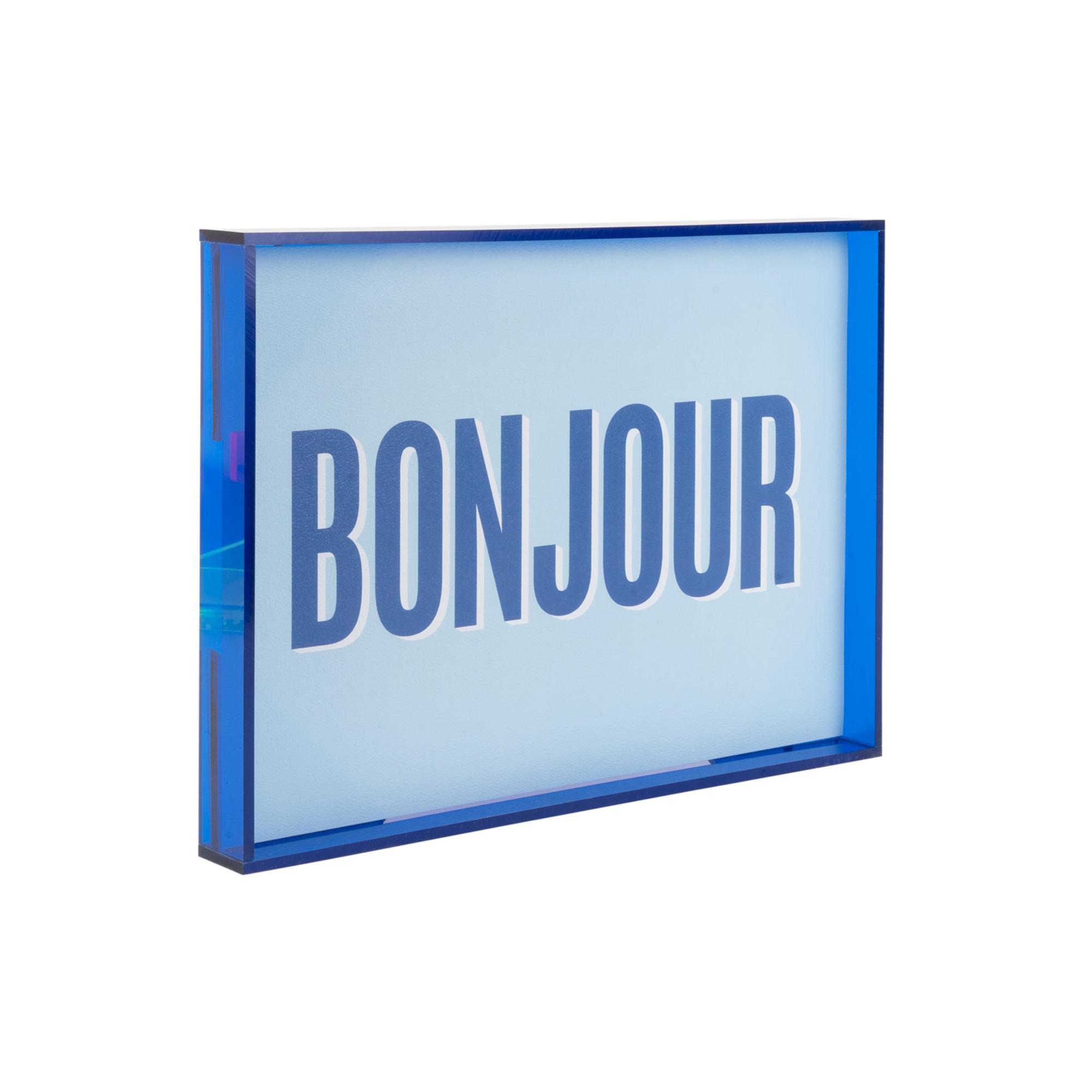 Present Time wanddecoratie Bonjour Medium - blauw - 3x31x22cm