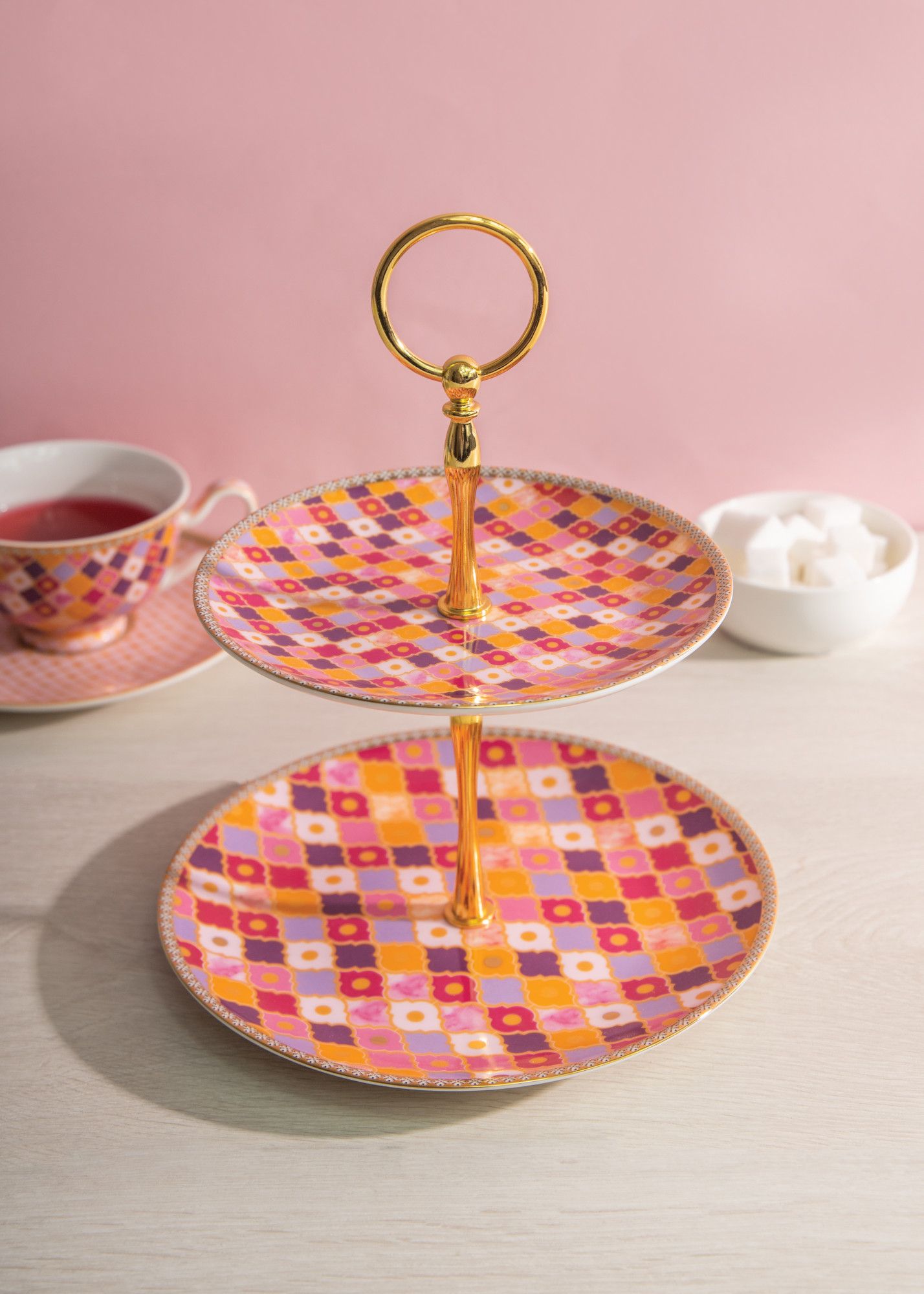 Maxwell & Williams Teas & C's Kasbah Rose Two Tiered Cup Cakes Stand