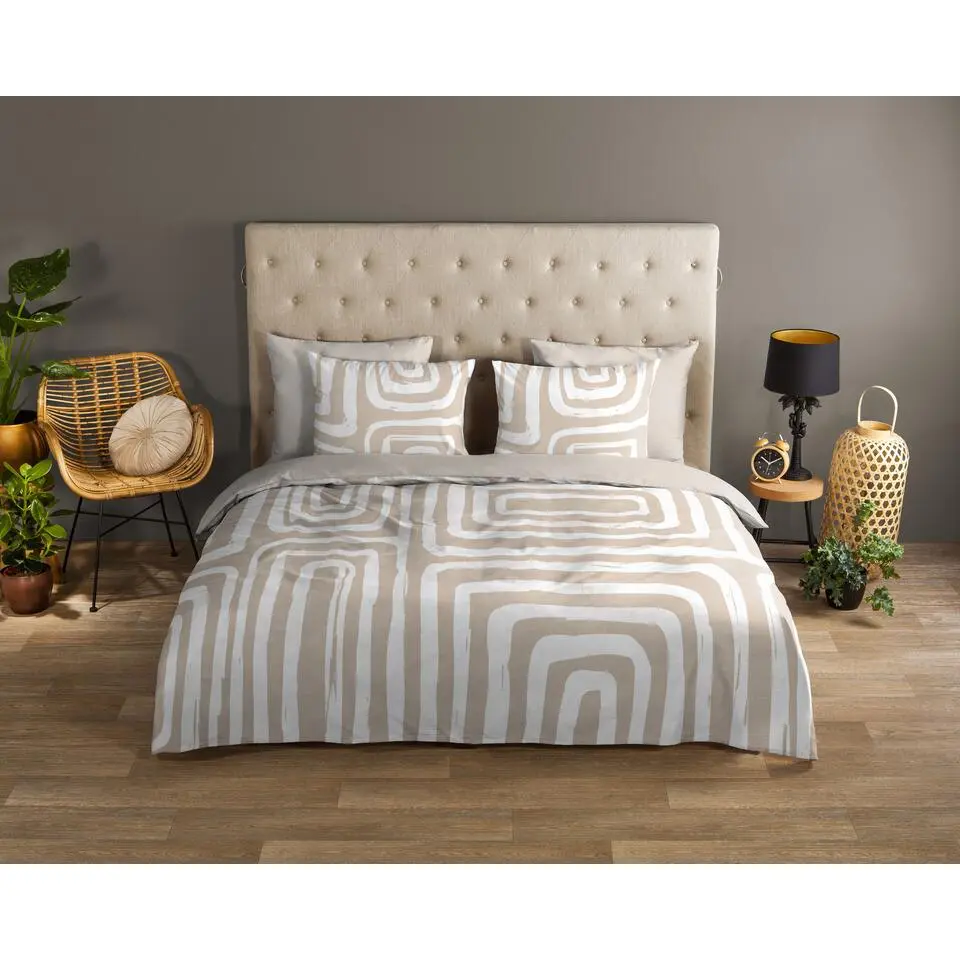 Good Morning Abstract Lijnenspel Dekbedovertrek Zand-Lits-jumeaux (240 x 200/...