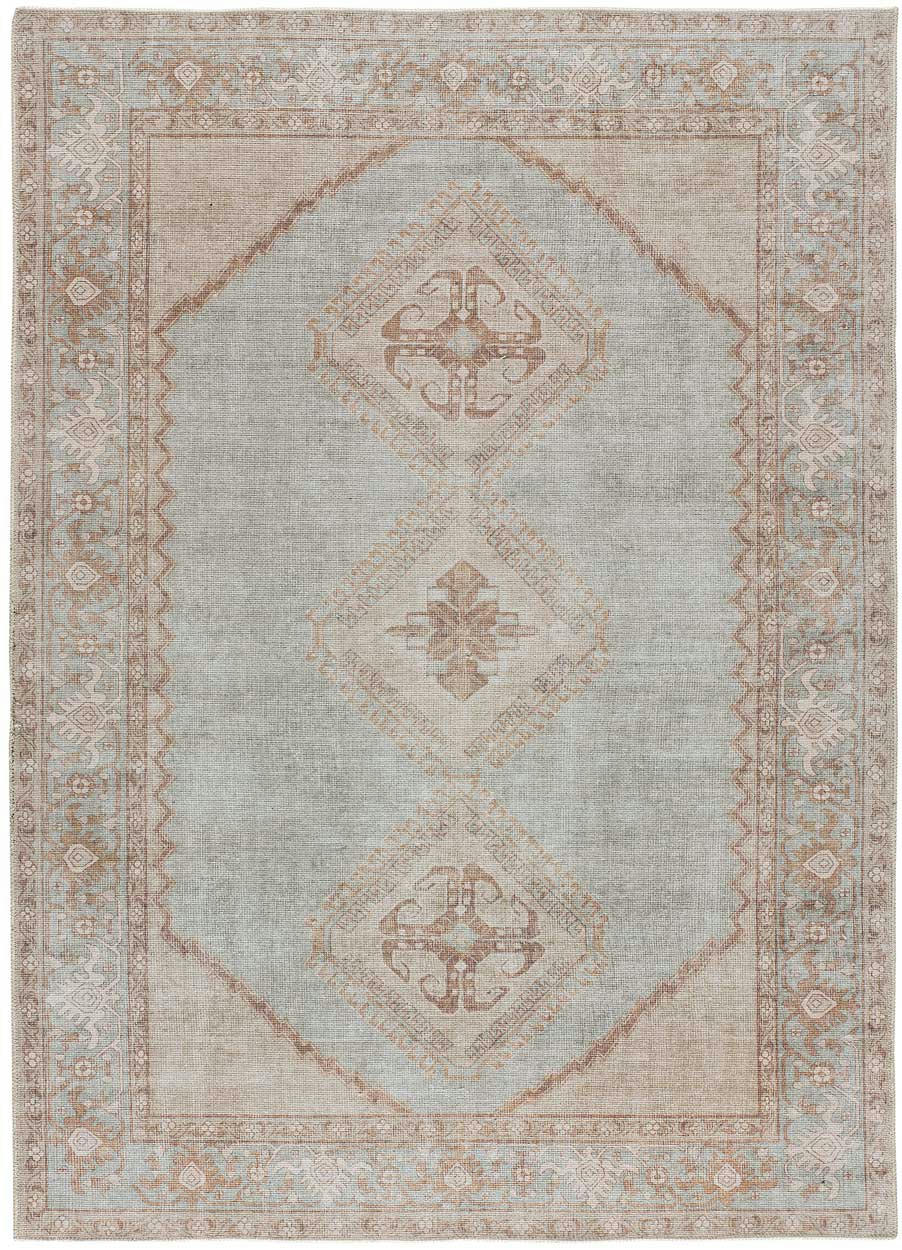 MANDALA - Tapis vintage lavable couleur beige, 160X230 cm