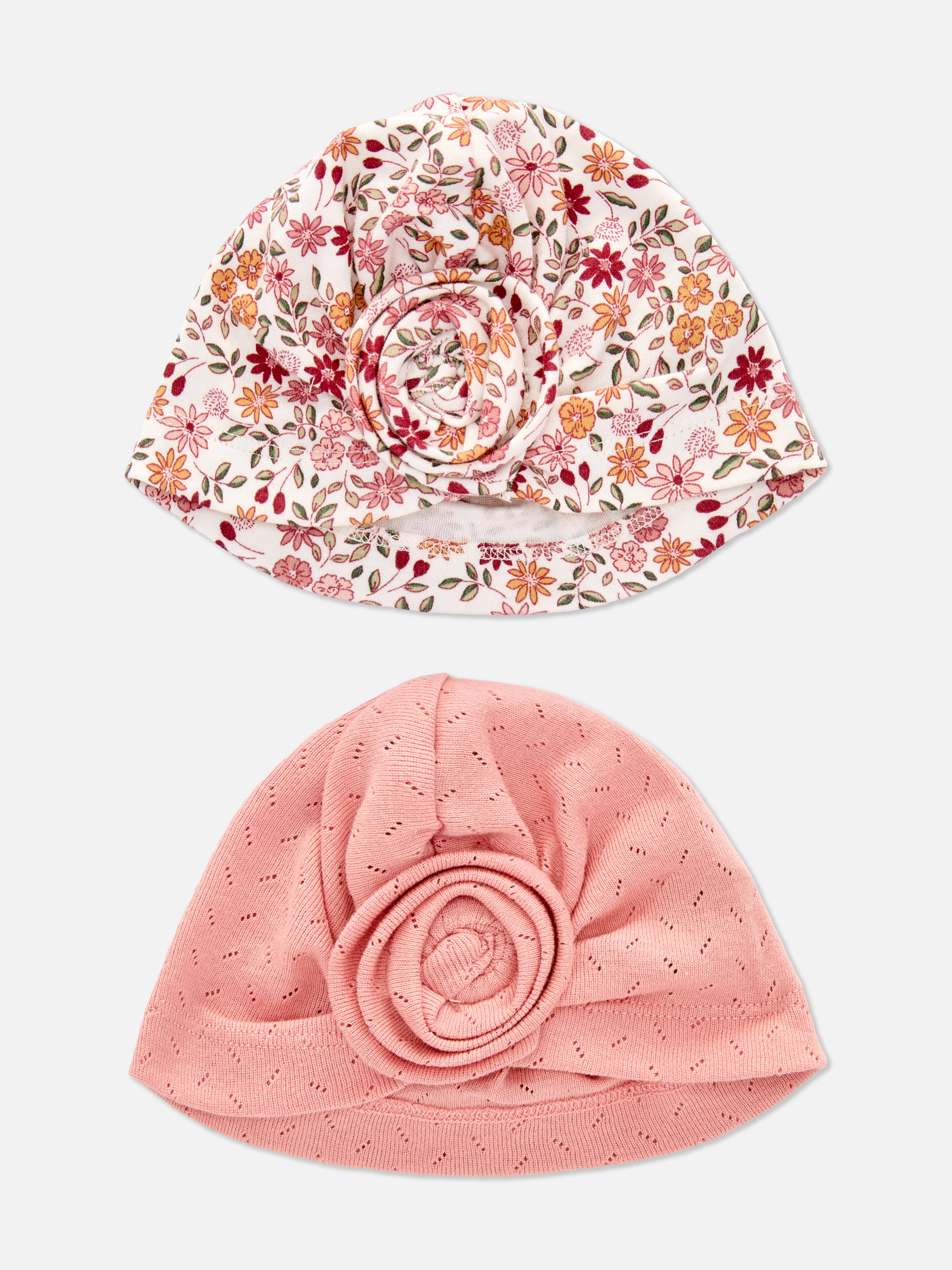 0-6mths | 2pk Floral Twist Newborn Hats